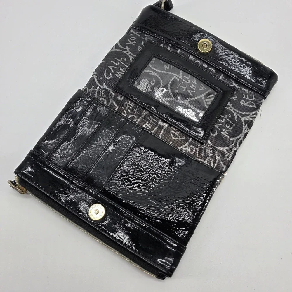 Betsey Johnson Wristlet Wallet Sequin Leopard Roses Gold Heart Bag Y2K Kitschy